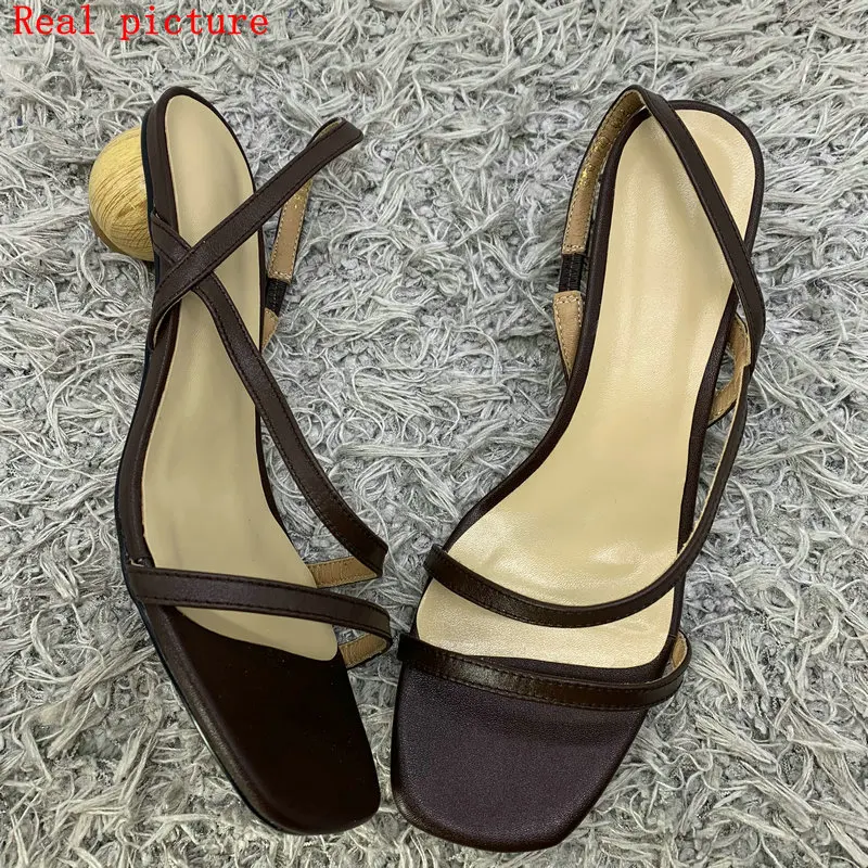 Босоножки женские с круглым носком пикантные сандалии-гладиаторы на высоком