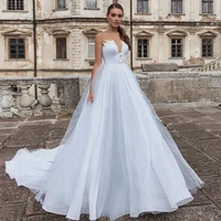eightree a line wedding dresses scoop sleeveless open back bride dress lace appliques beading wedding gown robe de mariee