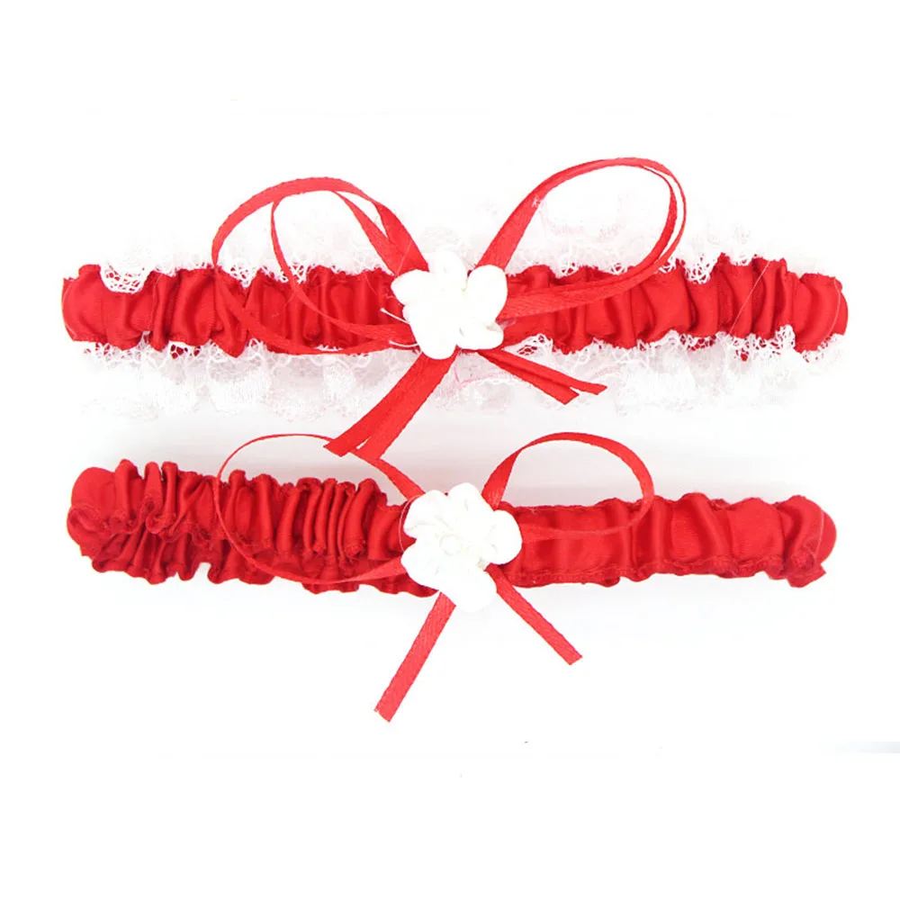 red Сексуальный бант подвязки Эротическое искушение кружева ноги аксессуары ноги подвязки эластичный пояс - Цвет: red