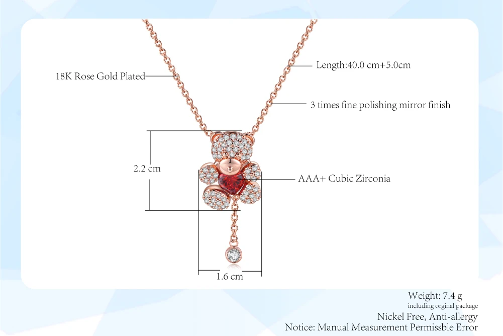 Медведь dfn065 cz алмазов 18k розовое золото оёерелья образный подвески ювелирные изделия для женщин хрустальные цепи кулон подвески кулоны подвеска колье ожерелье цепочка распродажа животные медведь бижутерия