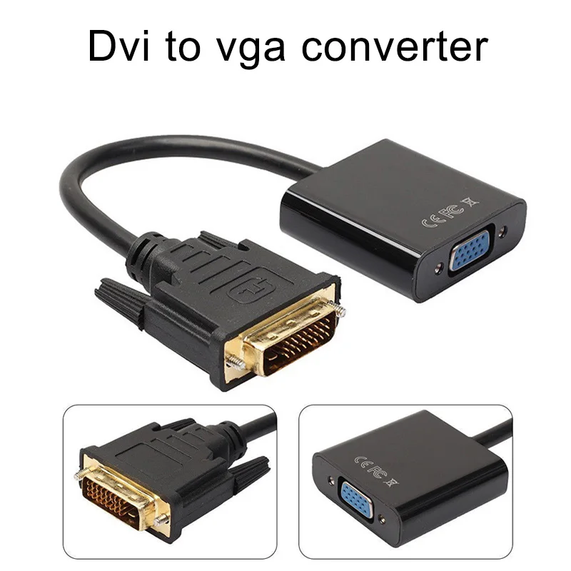 

1080P DVI-D 24+1 Pin Male to VGA 15Pin Female Active Cable Adapter Converter @M23