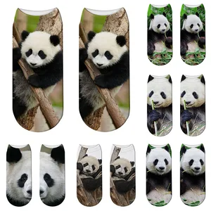 Новые хлопковые носки с 3D принтом, летние спортивные велосипедные короткие носки, Забавные милые детские низкие носки с пандой, подарок