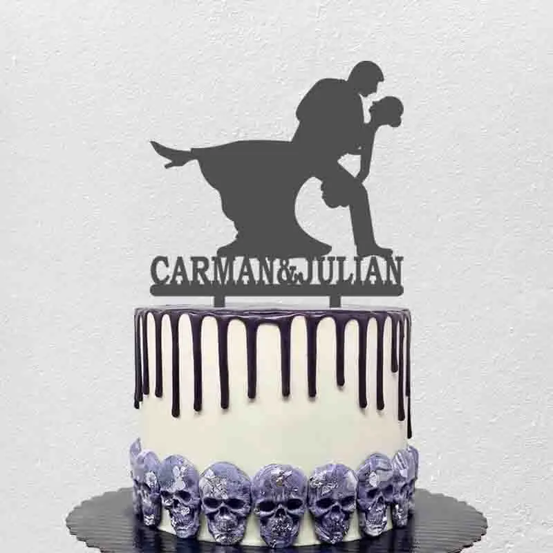 

Custom Couples Name Bride and Groom Dancing Silhouettes For Wedding Party Cake Decoration Topper