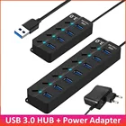 USB 3,0 концентратор USB разветвитель на 4 - 7 Порты и разъёмы высокое Скорость мульти разветвитель с Мощность адаптер со светодиодным индикатором переключатель для портативных ПК Аксессуары