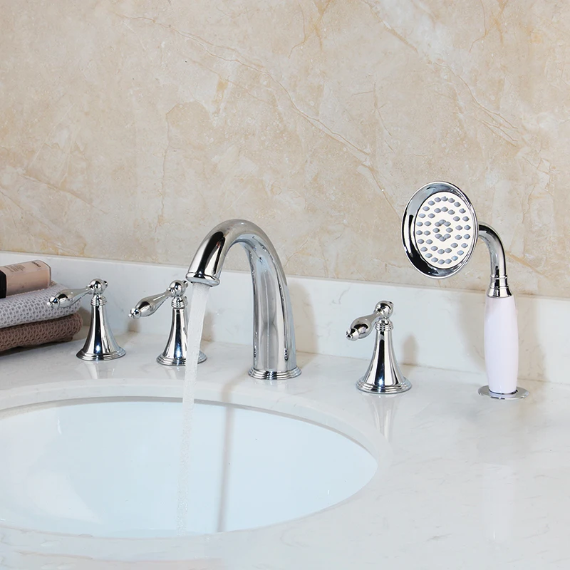 Мониte 5 шт. смеситель для ванны душевой набор из твердой латуни крепление на