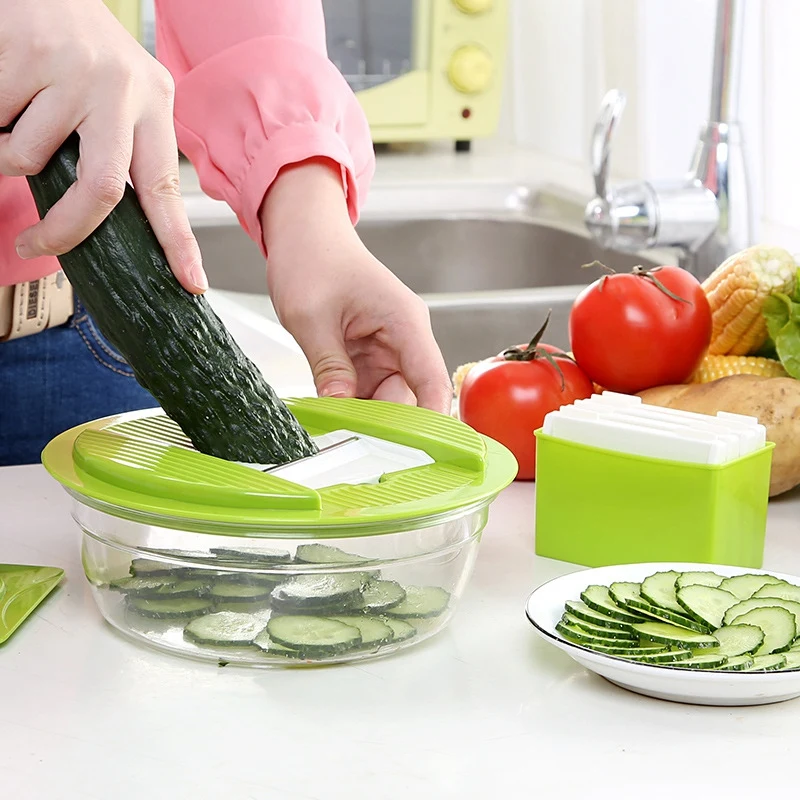 Quality Vegetable Slicer Dicer Fruit Cutter with Interchangeable Stainless Steel Blades Potato Tool | Дом и сад