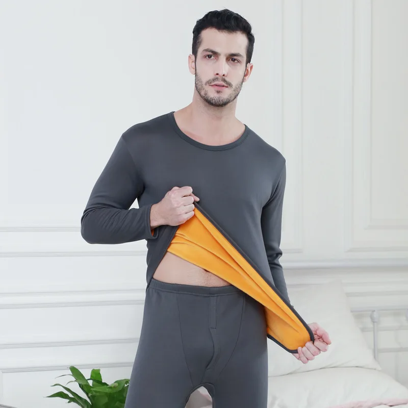 male-darkgray Jerrinut размера плюс женское/мужское термобелье L XL 2XL 3XL 4XL 5XL 6XL кальсоны для мужчин/женщин зимний комплект нижнего белья теплый - Цвет: male-darkgray