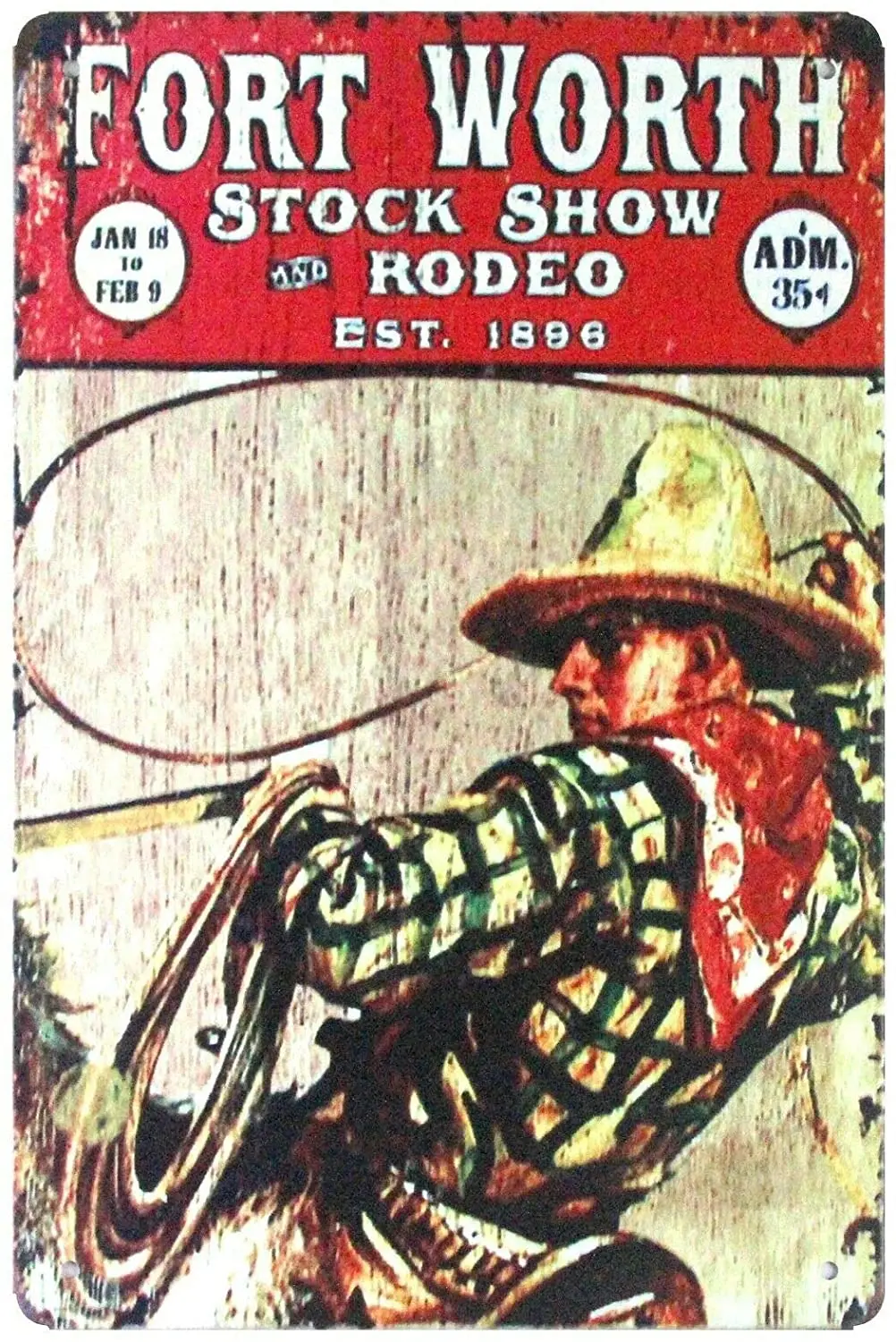 

nobrand Wall Art Fort Worth Stock Show Rodeo Est-1896 Vintage Tin Metal Sign 20x30 cm Retro Art Home Kitchen Garage Bar