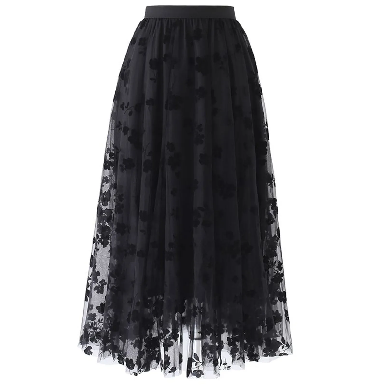 

Women Tulle Skirt High Waist Pleated Tutu Skirt Ladies Comfortable Midi Skirt Elegant Casual Office Clothes *3q