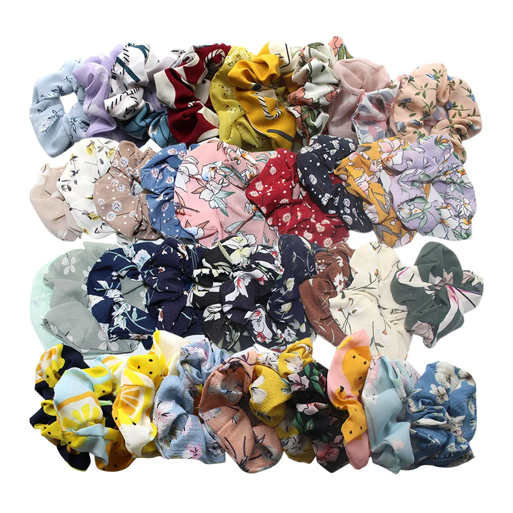 Multicolor 40 шт. шифоновые оригинальные модные резинки для волос эластичные резинки для волос для женщин или девочек аксессуары для волос 20H - Цвет: Multicolor