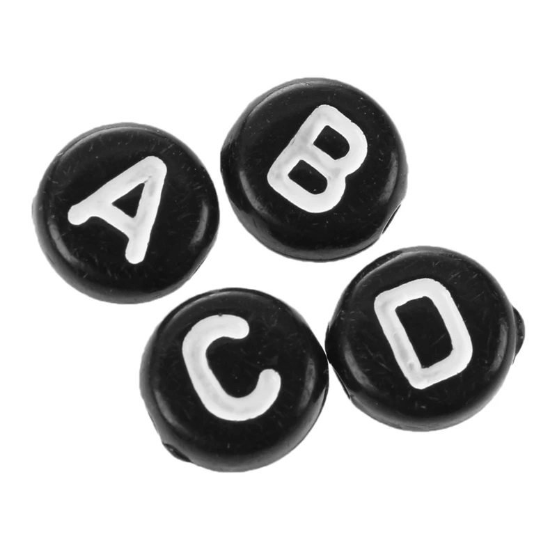 2000 шт буквы/Алфавит Акриловые бусины 7 мм (1/4 дюйма) 1000 черные смешанные и белые |
