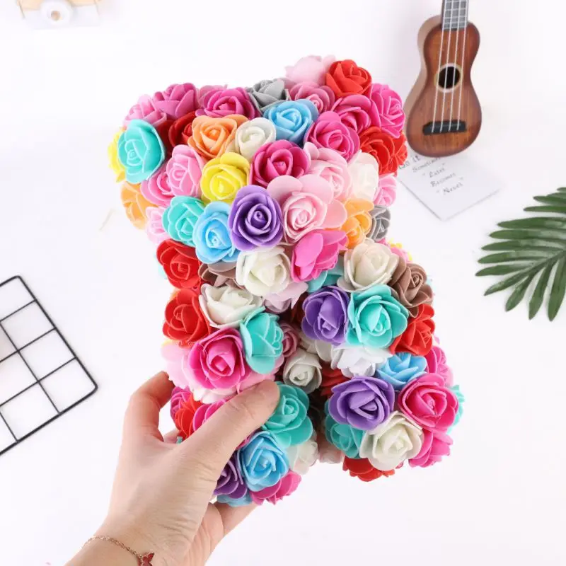 25 см цветной пенопластовый медведь искусственный цветок кукла на день рождения