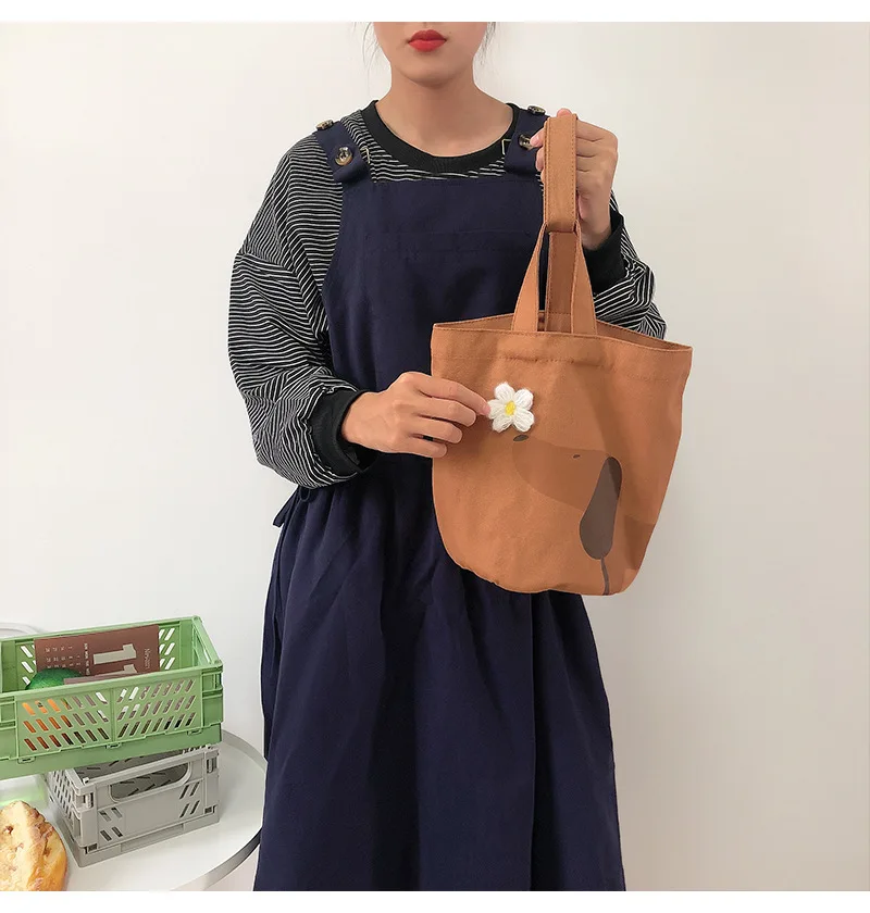 

2021 New Cartoon Animal Women Bucket Bag Fashion Girls Student Canvas Handbags College Style Bag Women Personalized Bag