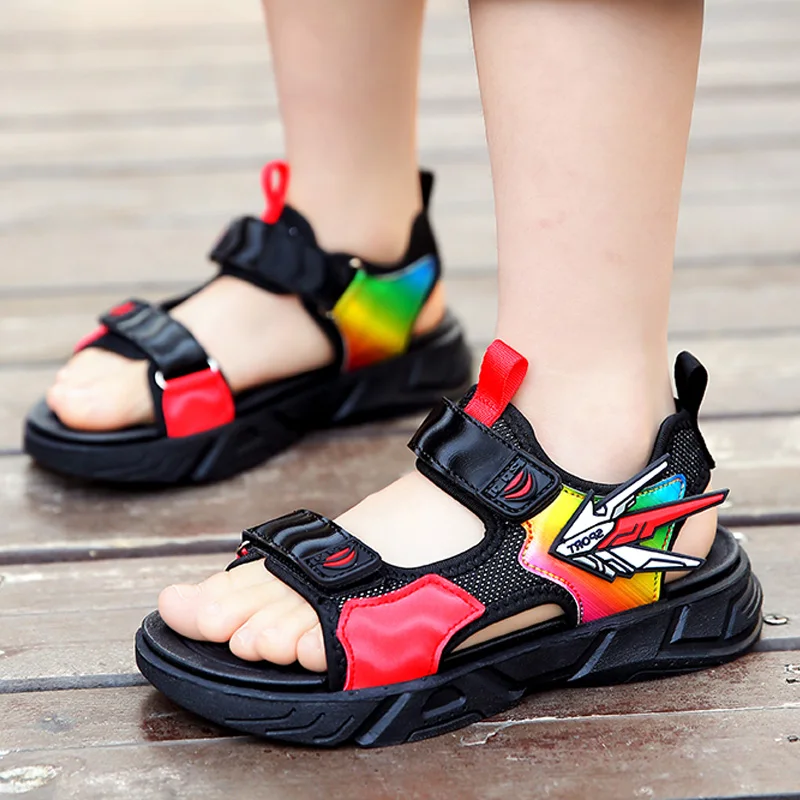 Children Boys Sandals Summer Soft Sole Kids Beach Shoes Toddlers Sandalias Size 28~39#Fashion Colorful Flats Lightweight 5-10y