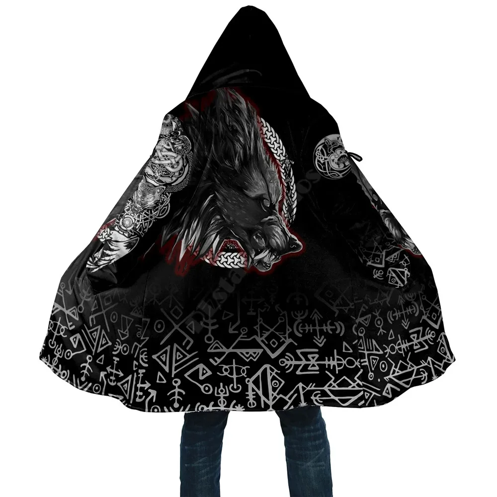 Fenrir Blood Cloak Tattoo Style Толстовка с 3D принтом для мужчин и женщин Зимняя флисовая