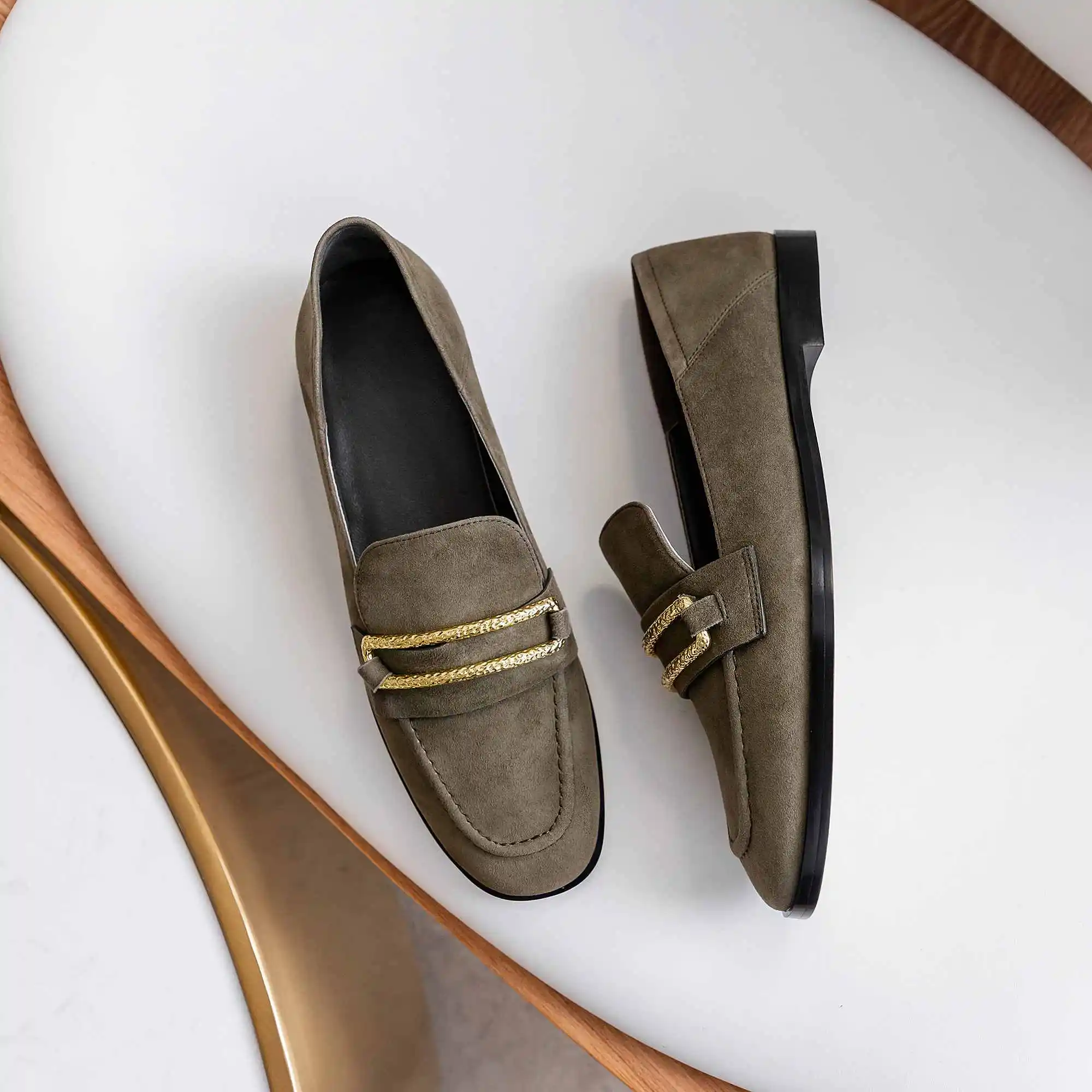 Туфли Krazing pot из мягкой натуральной кожи флоковые лоферы с металлическим