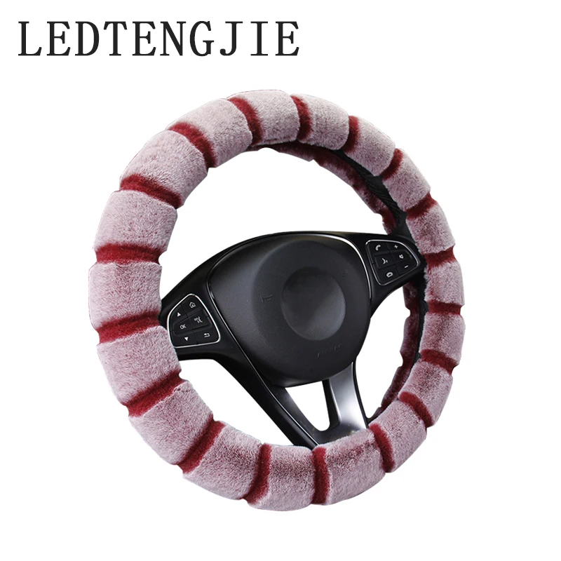 

LEDTENGJIE 37-38CM stylish furry car steering wheel cover car winter handle gloves car interior accessories