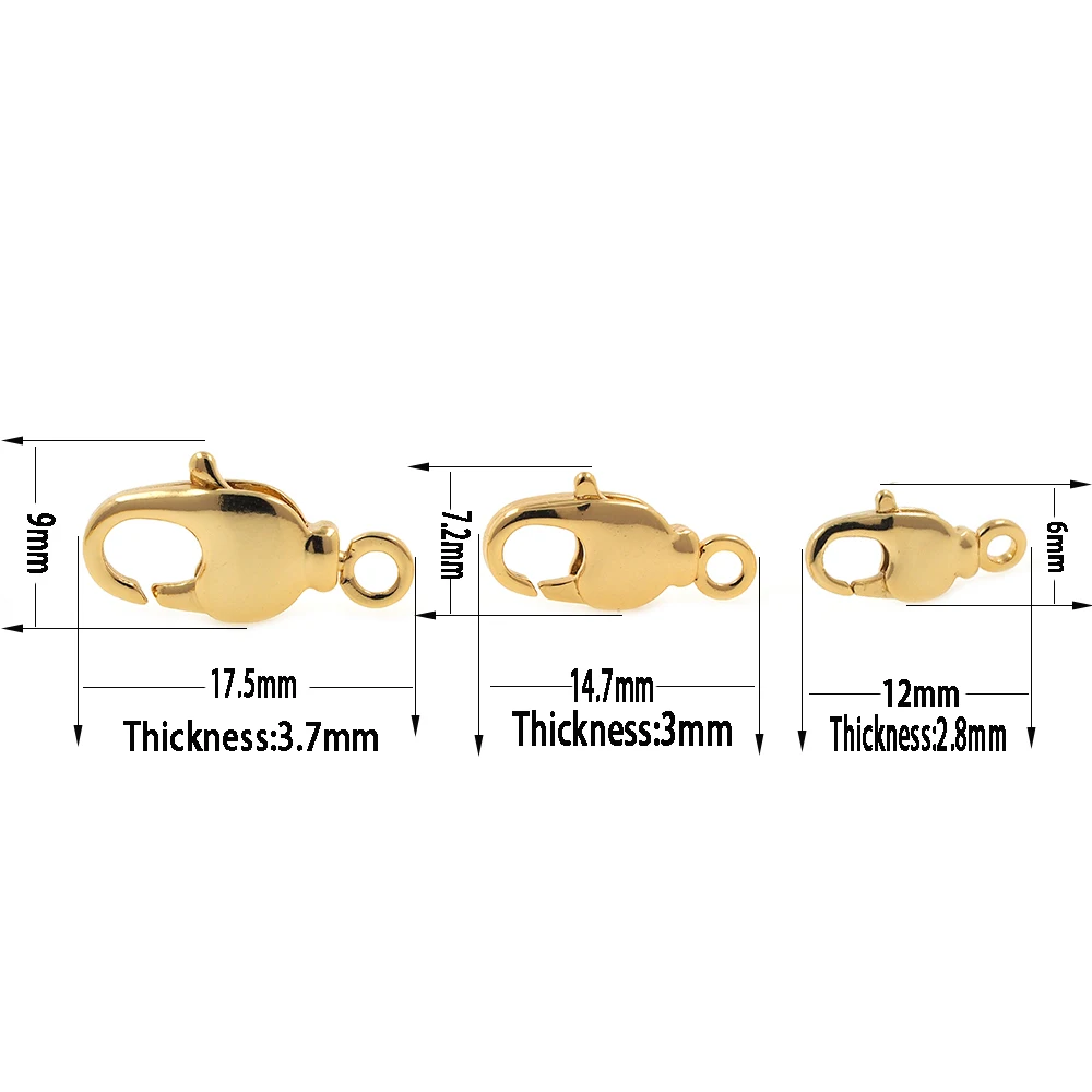 Застежка-карабин медная золотая для изготовления ювелирных украшений, коннектор, подвески для ожерелий, браслетов, 10 шт.