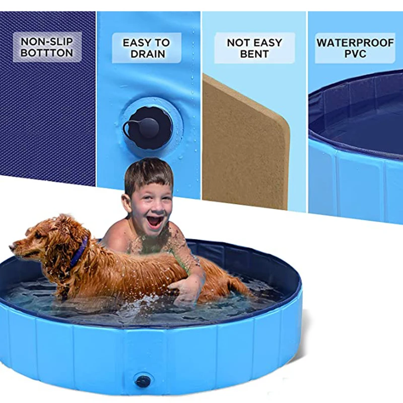 

Dog Pool Collapsible Pet Bath Pool Folding for Puppy Cat Kids Garden Outdoor FEA889