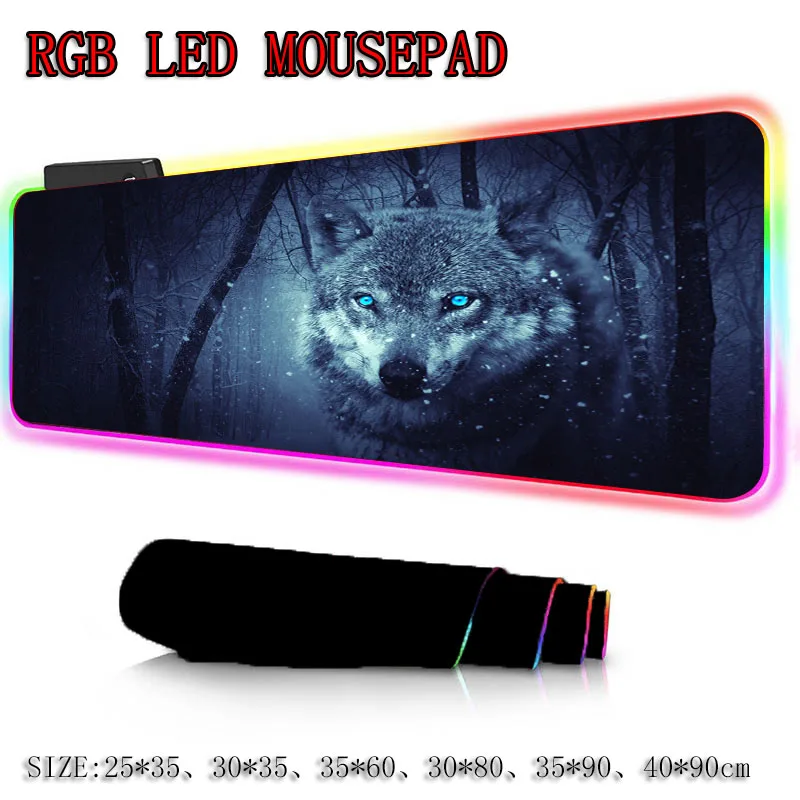 Игровой коврик для мыши XGZ с волчьими животными игровой компьютерный RGB подсветка