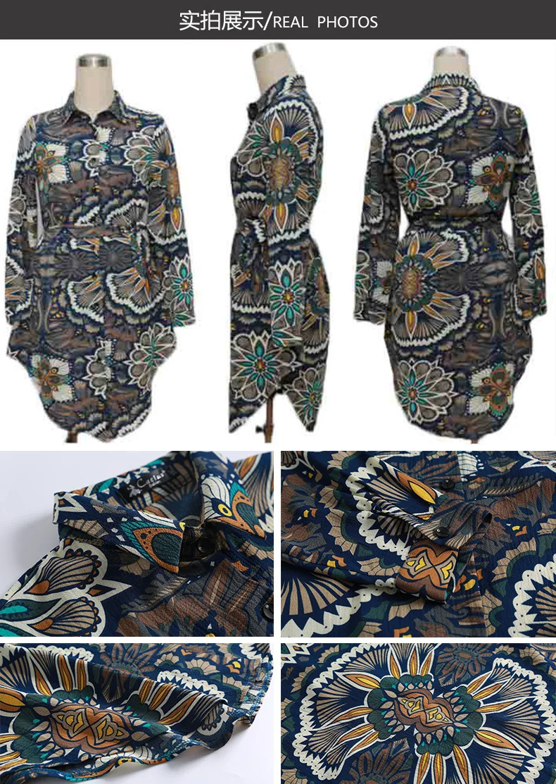 

Plus Size M-7XL Muslim Blouse Dress Women Print Lace-up Tops and Blouses Ladies Irregular Hem Loose Shirts Turkey Malay Clothing