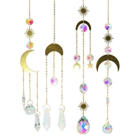 moon ring rainbow crystal suncatcher hanging prism ornament pendant home car decor crystal wind chime pendant garden beautifully