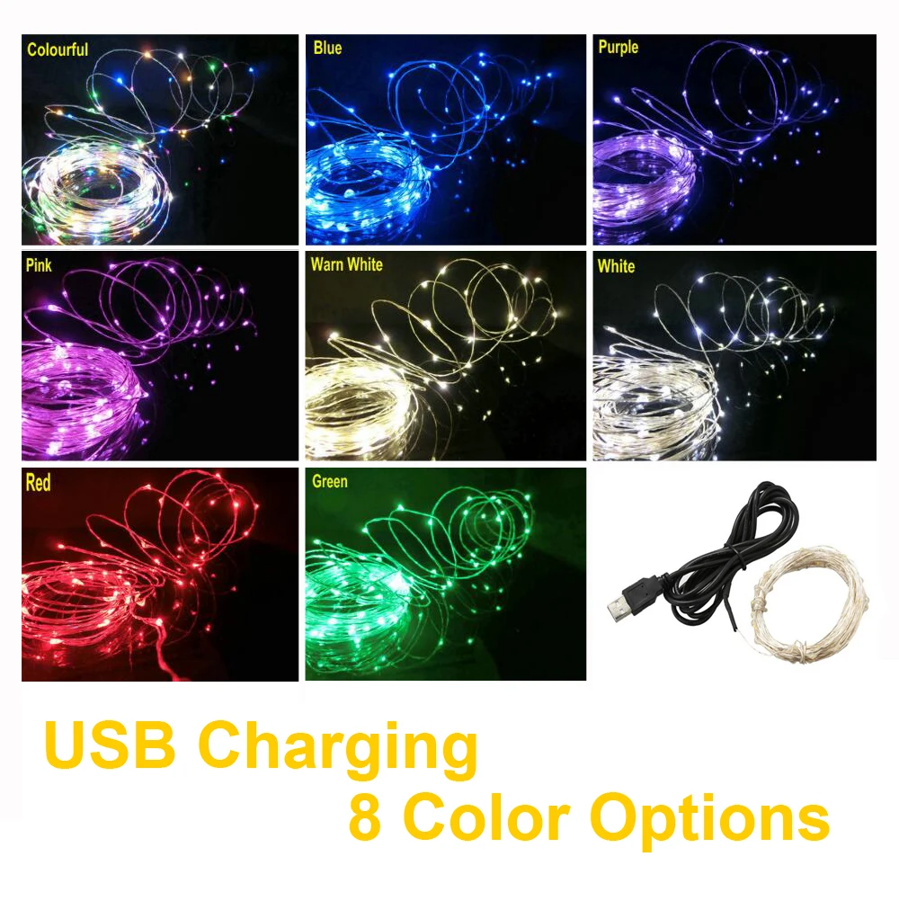 СВЕТОДИОДНЫЕ гирлянды 2 м 5 10 50/100led В USB питание открытый теплый белый/RGB медный