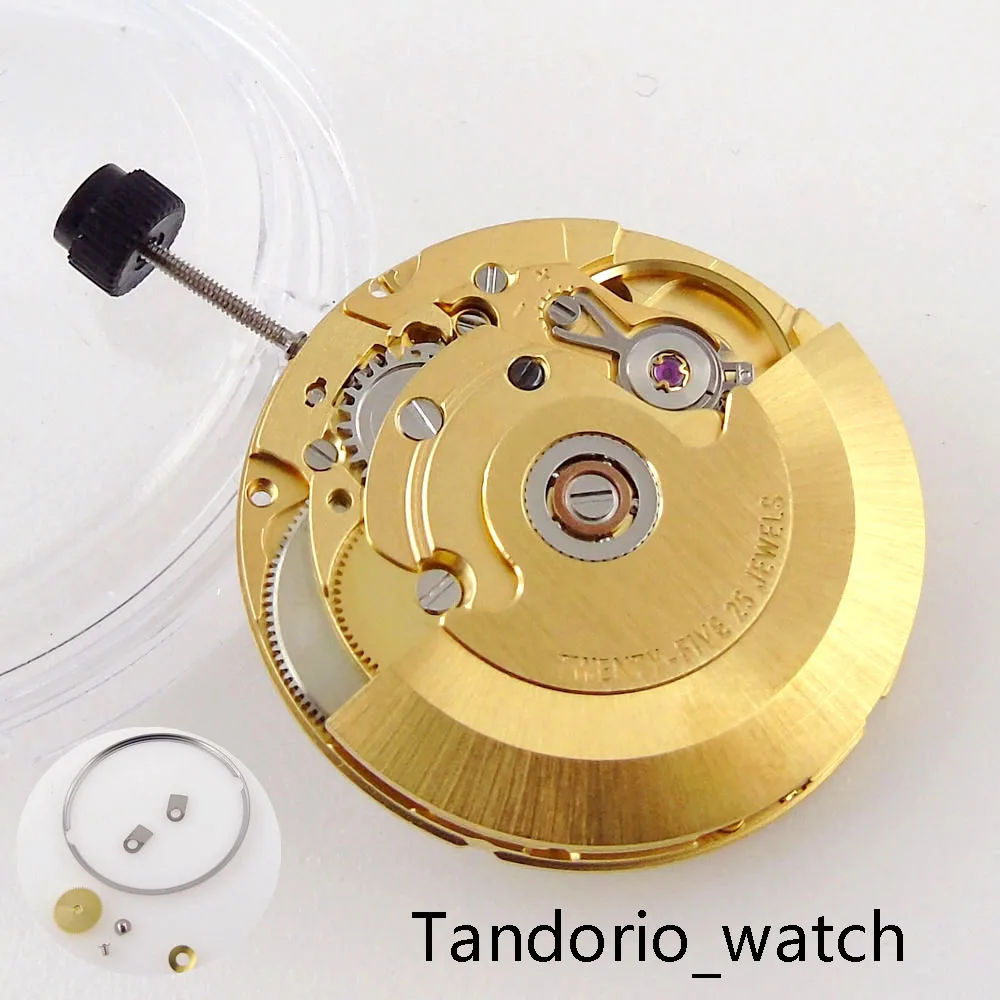 

25 Jewels Original Gold Plated PT5000 High Precision Genuine Mechanical Movement With Date wheel 28800/Hour Frequency