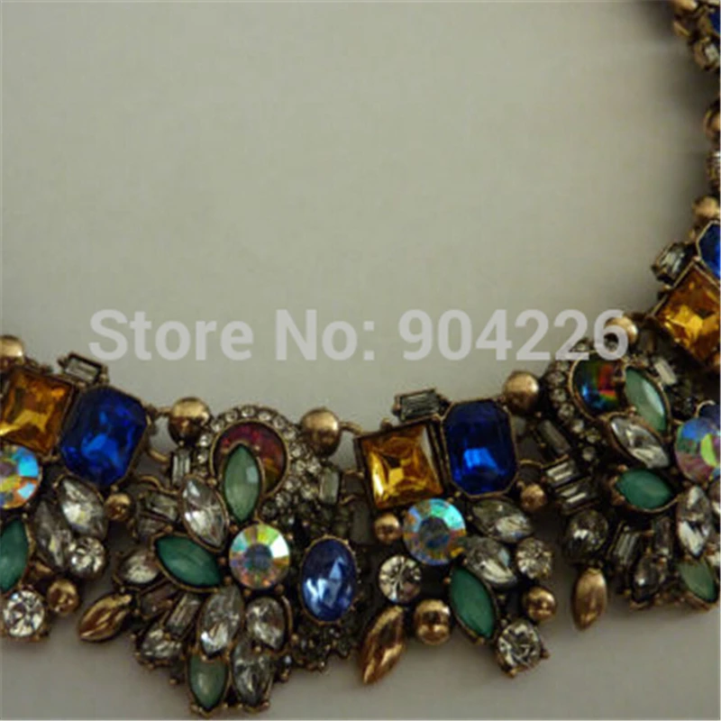 

Xmas gift Za Necklace Vintage Flower Pendants Crystal Choker Statement Necklace