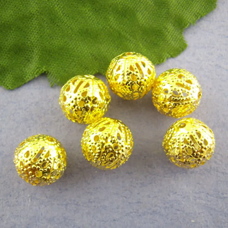 Круглые полые блестящие бусины разделители для изготовления украшений 10 мм