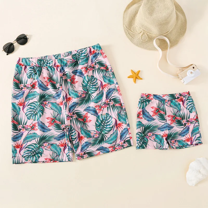 Купальник бикини для родителей и детей комплект плавания с листьями лотоса