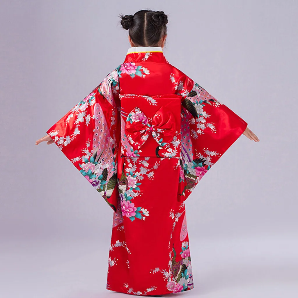 Детская одежда японское платье кимоно с цветочным принтом Традиционное детское