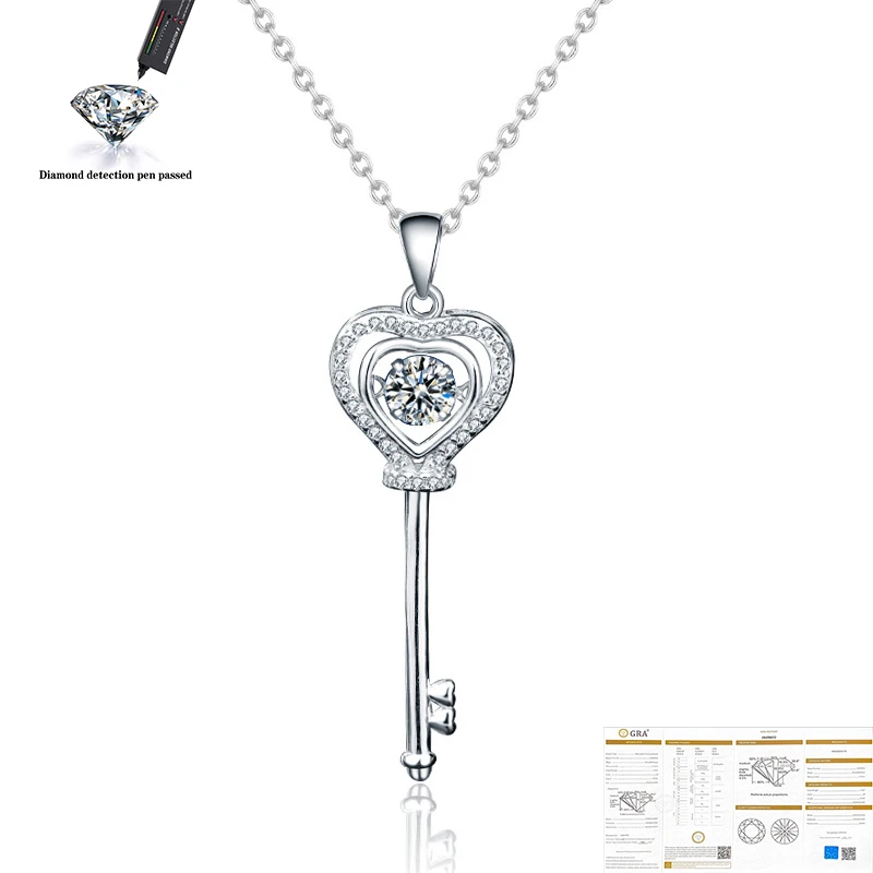 

0.5ct 5mm Round Excellent Cut Moissanite Pendant Necklace DF Color VVS1 18K White Gold Plated Silver 925 Fine Jewelry