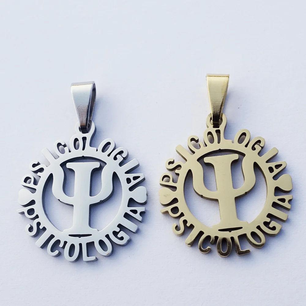 

Psychology Symbol Pendant Stainless Steel Charm Spiritual Symbols Psychoanalysis Psi Logo La Psicología Wholesale 12 Pieces
