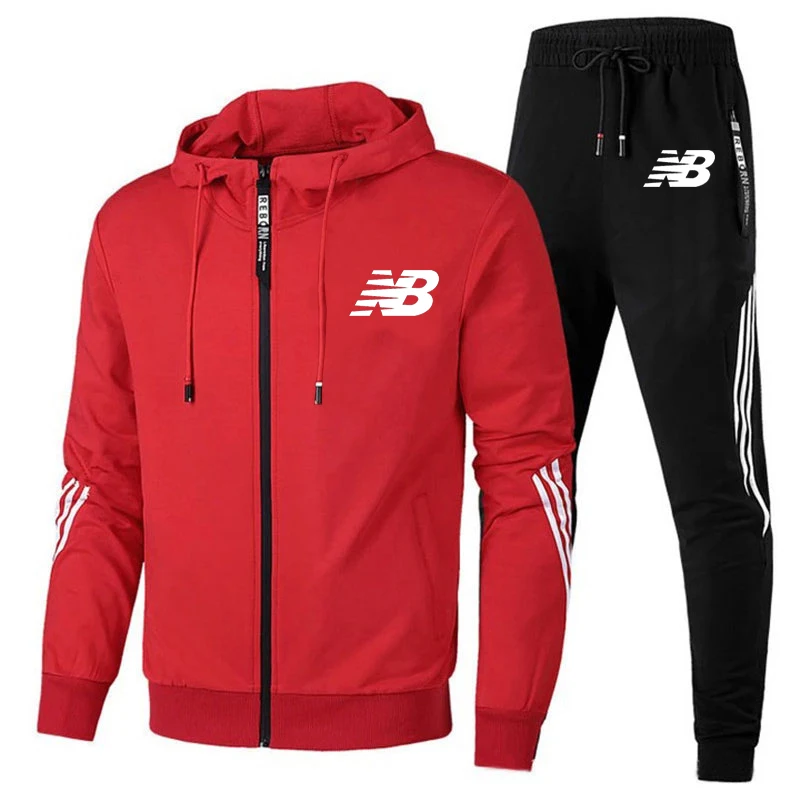 

2021 Spring And Autumn Fashion Stripes Men's Two-Piece Striped Sportswear Men's Hooded Top Outdoor Sports Pants Track Suit Suit