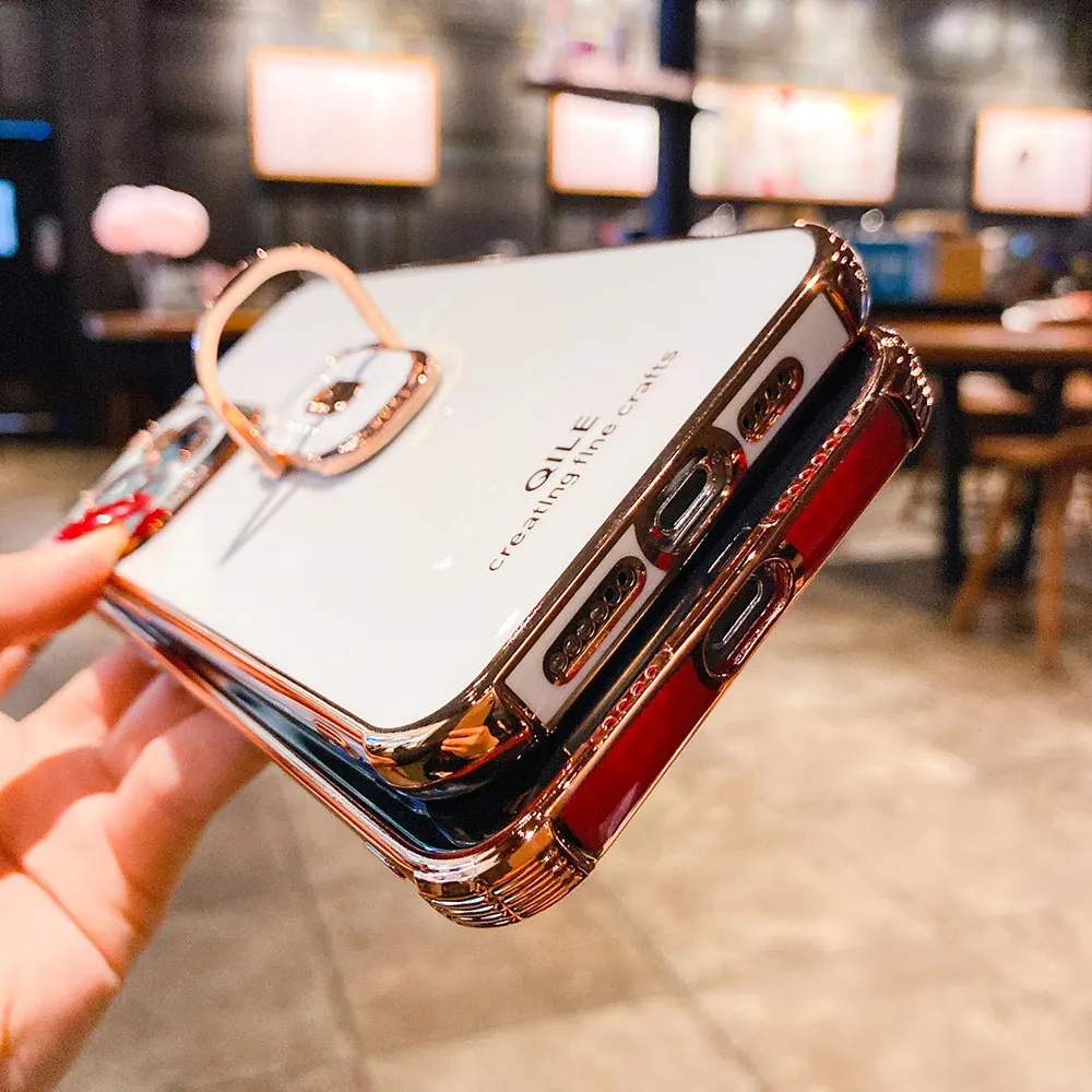 boucho luxury electroplating phone case for iphone 13 12 pro max 11 pro xs xr x se 6 7 8 plus 12mini phone holder ring grip case free global shipping