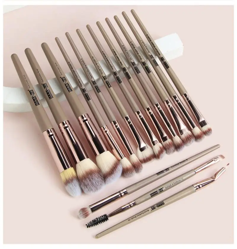 

15PCS Makeup Brushes Set Natural Goat Hair Eye Shadow Eyeliner Eyelash Foundation Blush Blending Professional Makeup Tool