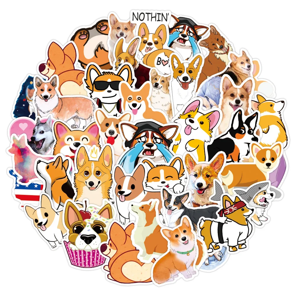 103050100pcs cute animals husky corgis pet dog stickers diy skateboard waterproof guitar phone decal graffiti sticker kid toy free global shipping