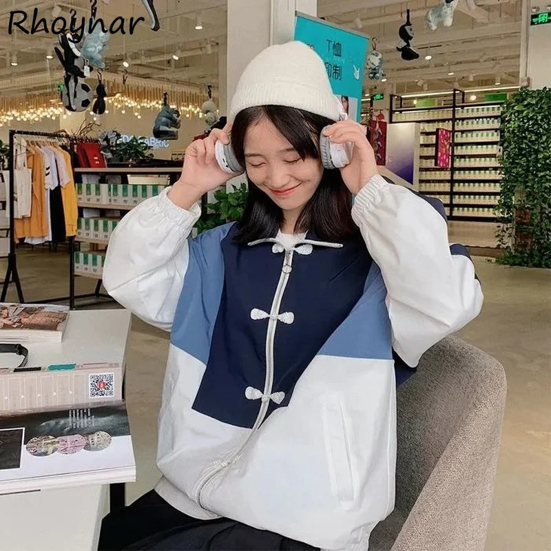 

Jackets Women Patchwork Baggy Casual Students Popular Classic Teens Basic Chic Cozy Vintage Elegant Streetwear Newest All-match