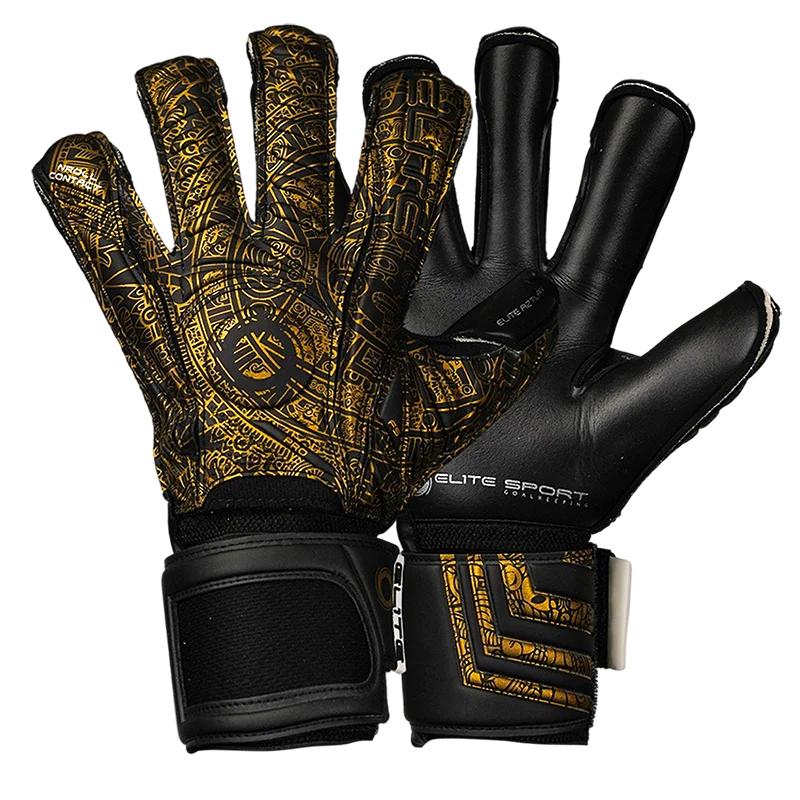 

Luxury Black Gold Goalkeeper Gloves Removable with Finger Guard 4MM Wear-Resistant Latex Goalie Gloves Wrist Custom Lettering