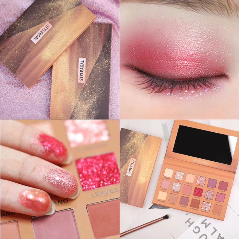 18 цветов прессованные матовые блестящие тени для век Палитра водостойкие