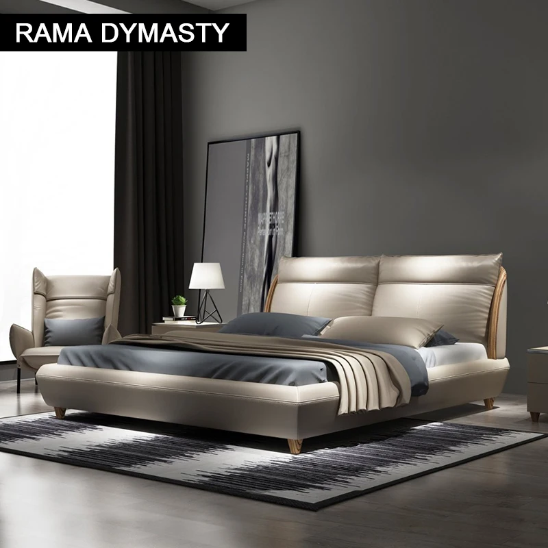 Мягкая кровать RAMA DYMASTY из натуральной кожи современный дизайн кровать/Модная