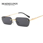 Женские и мужские солнечные очки без оправы MADELINY, прямоугольные солнцезащитные очки в стиле ретро, маленькая оправа, летние квадратные очки, MA452