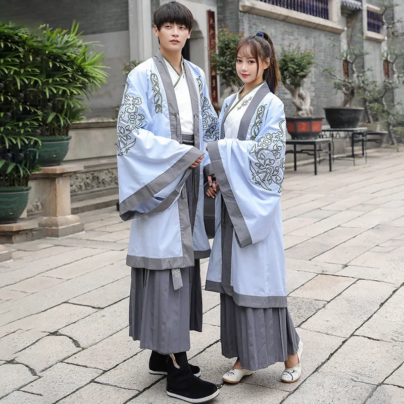 

Повседневные мужские и женские юбки Hanfu с широкими рукавами и перекрестным воротником для пары CP платье с большим рукавом пальто накидка ко...
