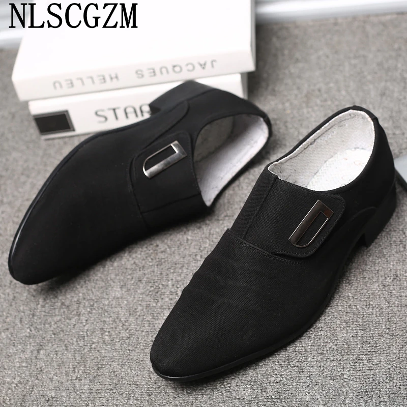 

Black Dress Shoes for Men Office 2022 Fashion Canvas Shoes Men Luxury Designer Business Shoes Men Chaussure Homme Zapatos Hombre