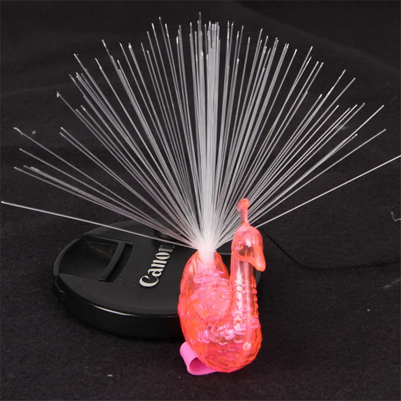 1pcs party decoration peacock finger light colorful L light ring children dark toy night concert gadget supplies finger ring