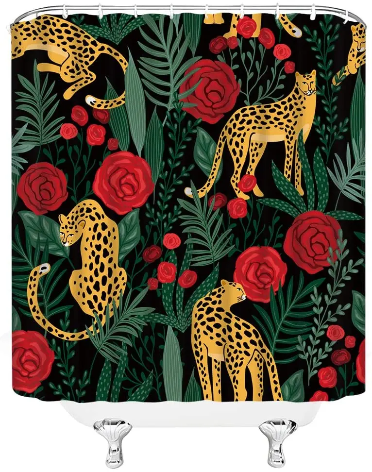 Леопардовая занавеска для душа от Ho Me Lili тропические Пальмовые Листья розы дикая