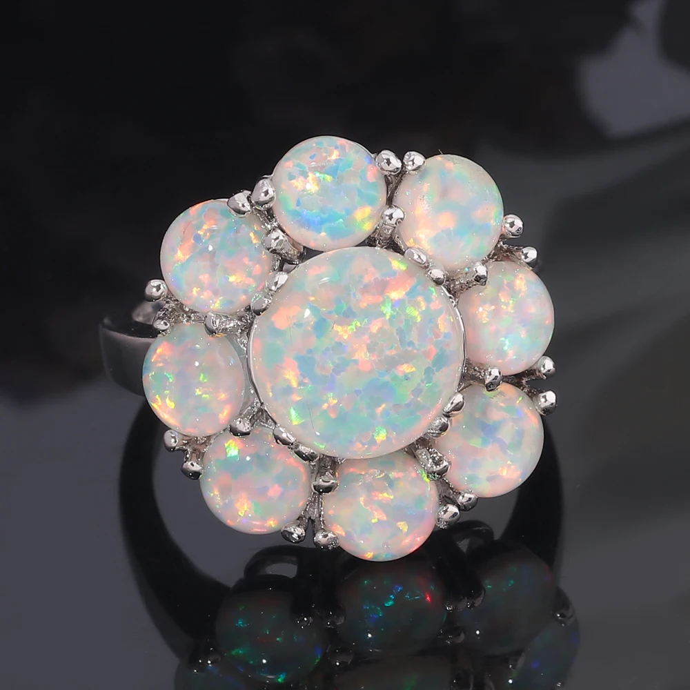 Кольца CiNily White Created Fire Opal посеребренное кольцо с цветком для женщин оптовая