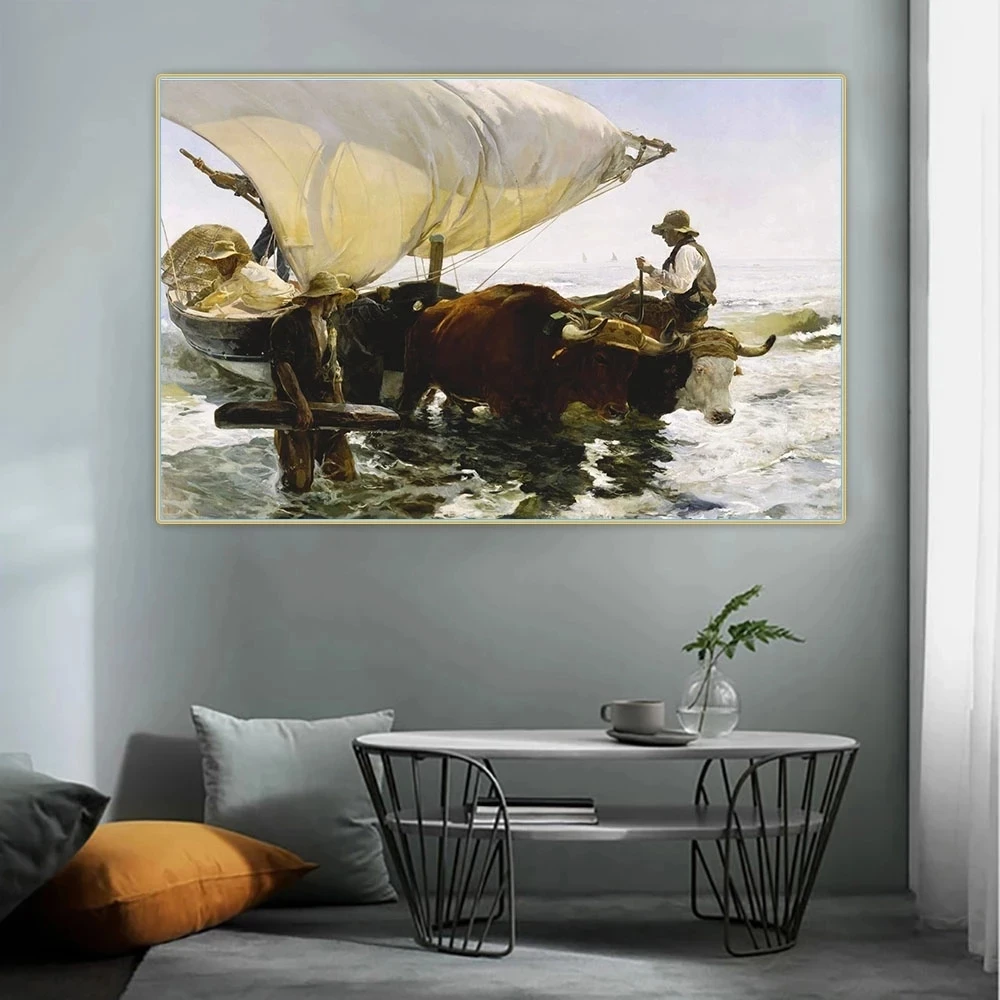 

Canvas Painting Home Decor Picture Modern Printed Modular Citon Sorolla Return Fishing Poster For Living Room Wall Art No Frame