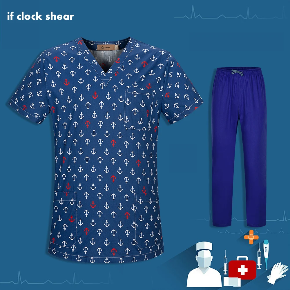 

Nursing Clothes Operating Room Work Uniform Nurse Tops Pet Veterinary Work Shirt Anesthetist Overalls Scrubs Women Surgical Suit